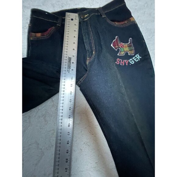 Shyger Series Women XL Patchwork Sequin Bootcut Jeans Dark Blue Mid-Rise Casual - Picture 7 of 10